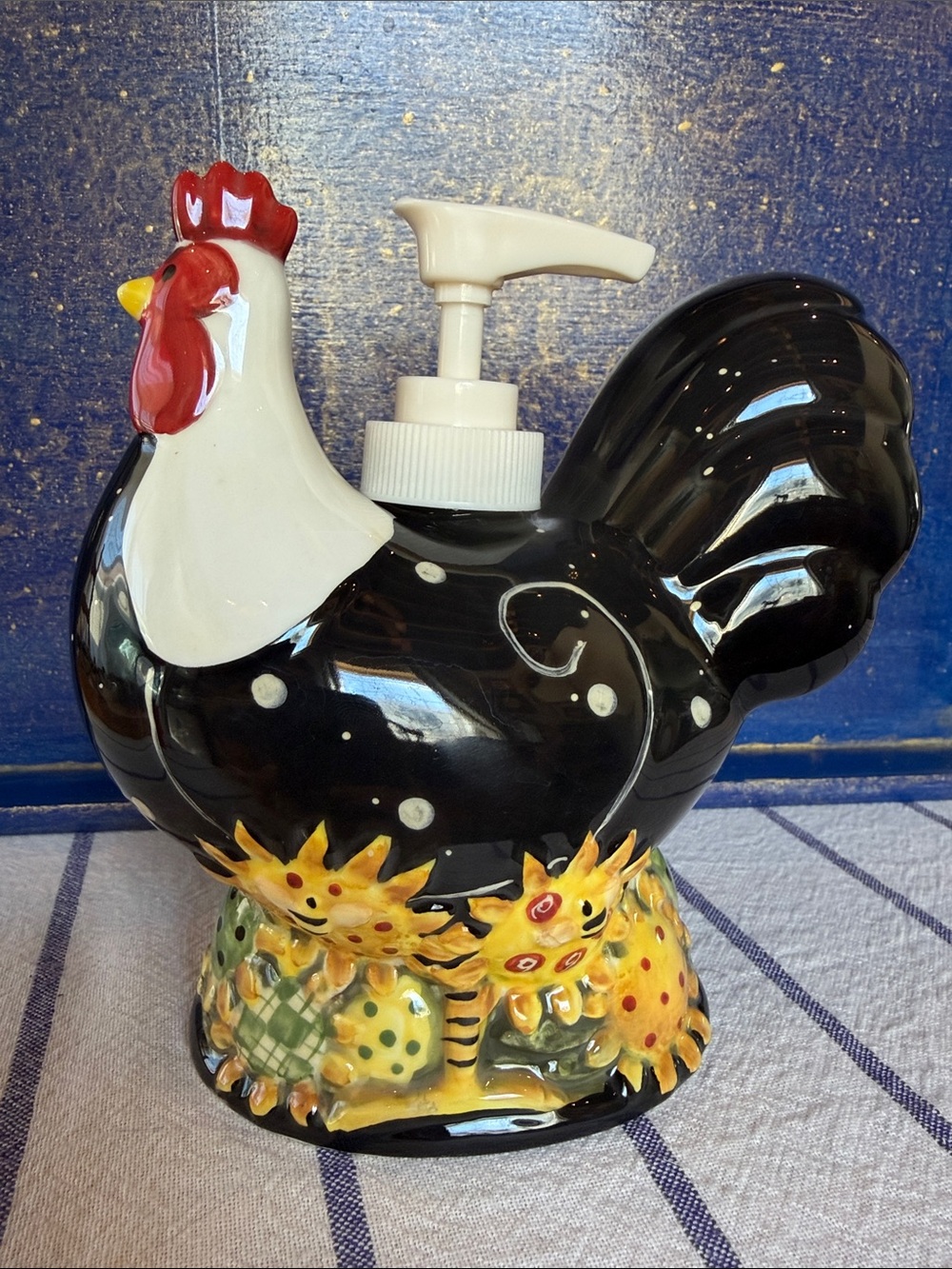 Vintage Certified International Ceramic Rooster Soap Dispenser 🐔🌻